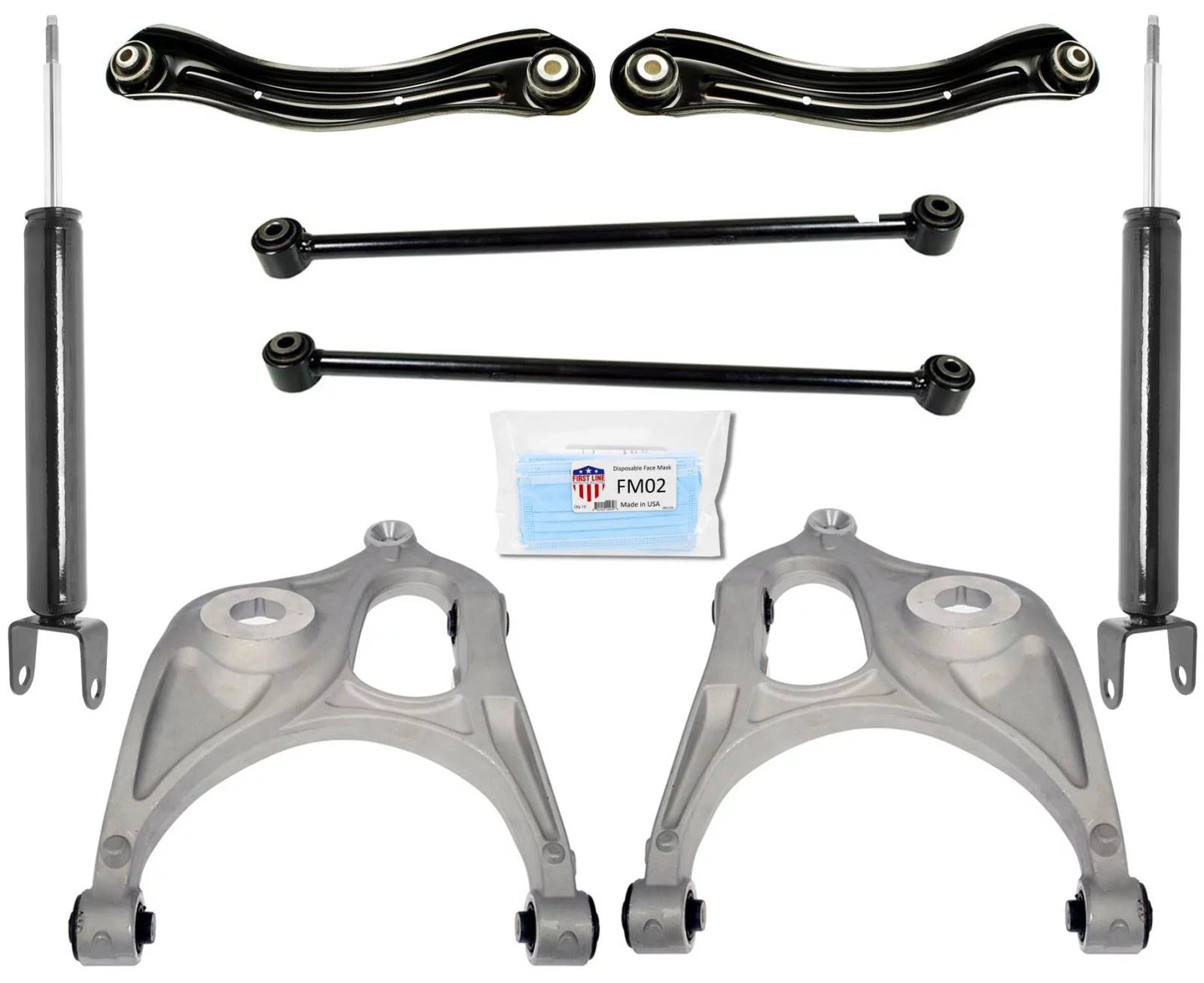 Rear Shocks Upper & Lower Control Arms Fits 2011-2020 Jeep Grand Cherokee