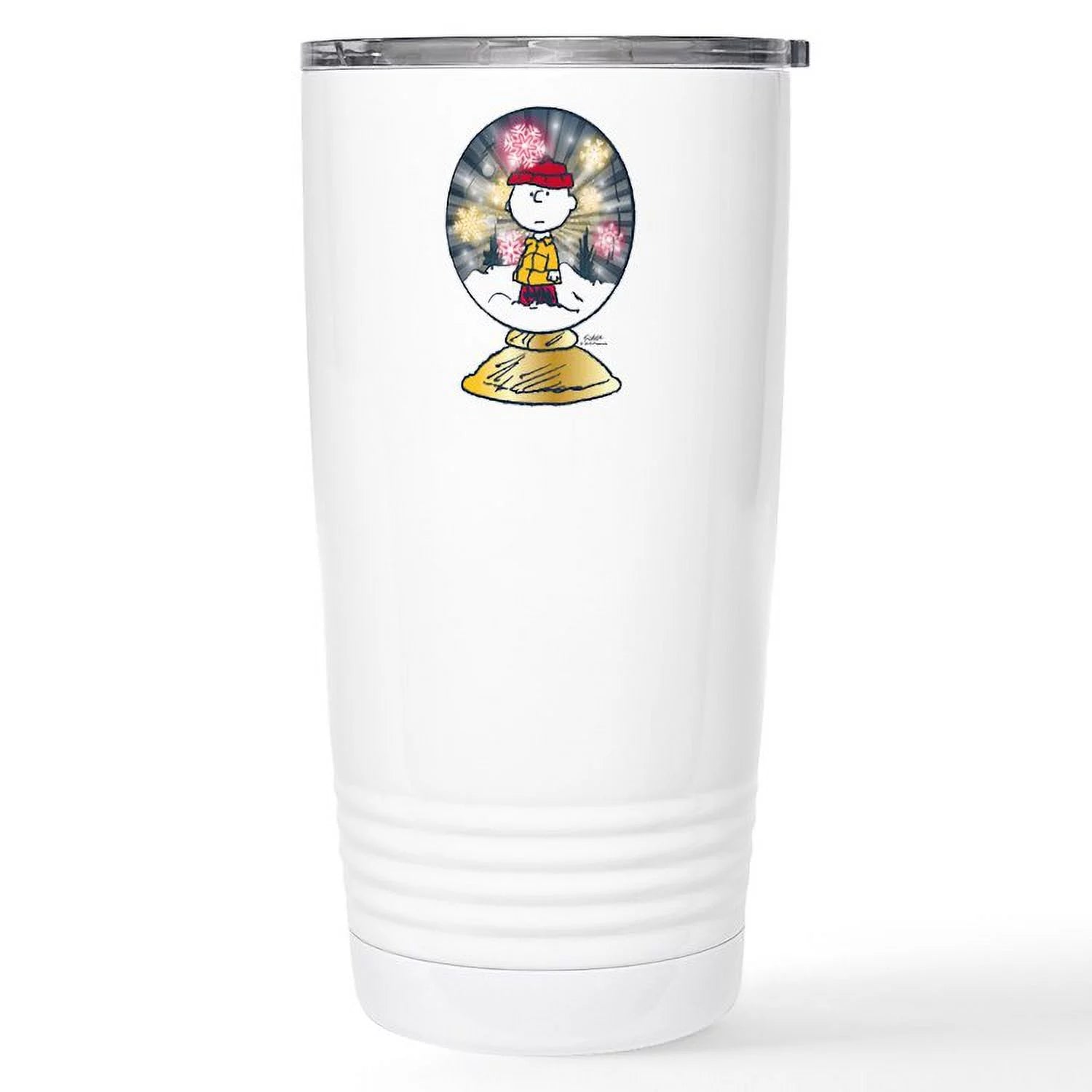 CafePress - Charlie Brown Snow Gl Stainless Steel Travel Mug - Insulated Stainless Steel Travel Tumbler 20 oz.