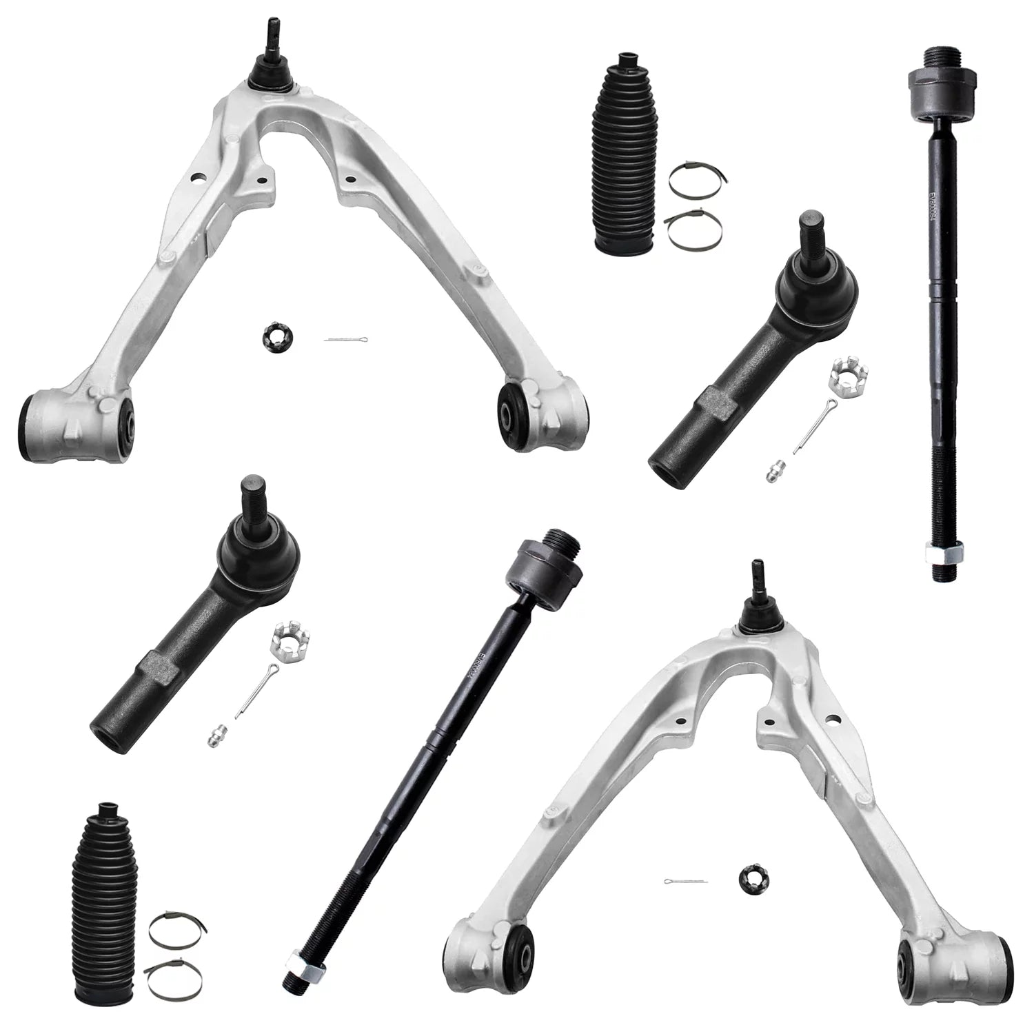 Detroit Axle - 8pc Front Lower Control Arms Tie Rods w/Boots Replacement for Chevy Tahoe GMC Yukon Fits select: 2011 ,2013 CHEVROLET SILVERADO K1500 LT