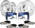 Detroit Axle - Brake Kit for 04-08 TSX, 03-07 Honda Accord Drilled & Slotted Disc Brake Rotors Replacement 2003 2004 2005 2006 2007 2008 Ceramic Brakes Pads Front and Rear