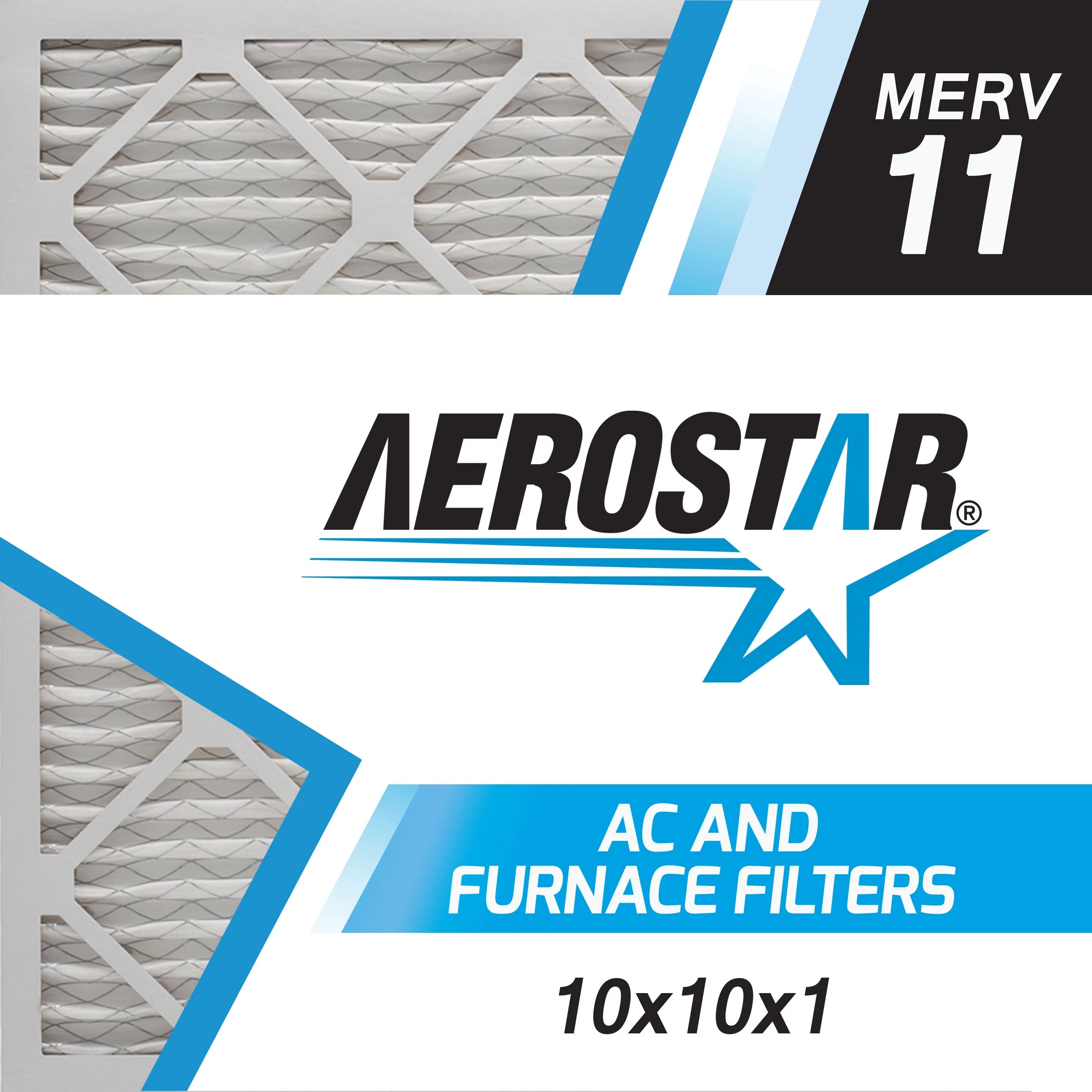 Aerostar 10x10x1 MERV  11,  Air Filter, 10 x 10 x 1, Box of 4