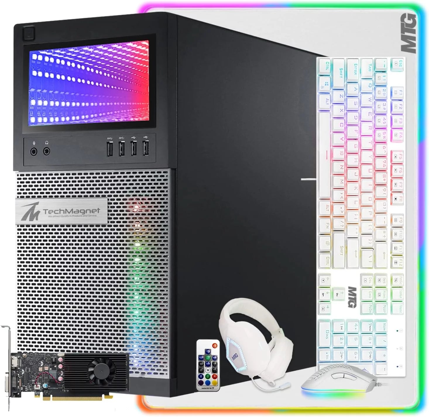 Restored Gaming PC DesktopIntel core i7, TechMagnet Horizon with GT-730 4GB DDR5, 16GB RAM, 240GB SSD + 2 TB HDD, HDMI, DVI, VGA, Gaming Kit, Windows 10 Professional (Refurbished)