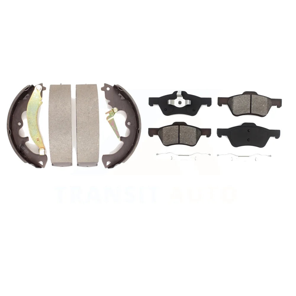 Transit Auto - Front Rear Semi-Metallic Brake Pads And Drum Shoes Kit For Ford Escape Mercury Mariner Mazda Tribute KSN-100010