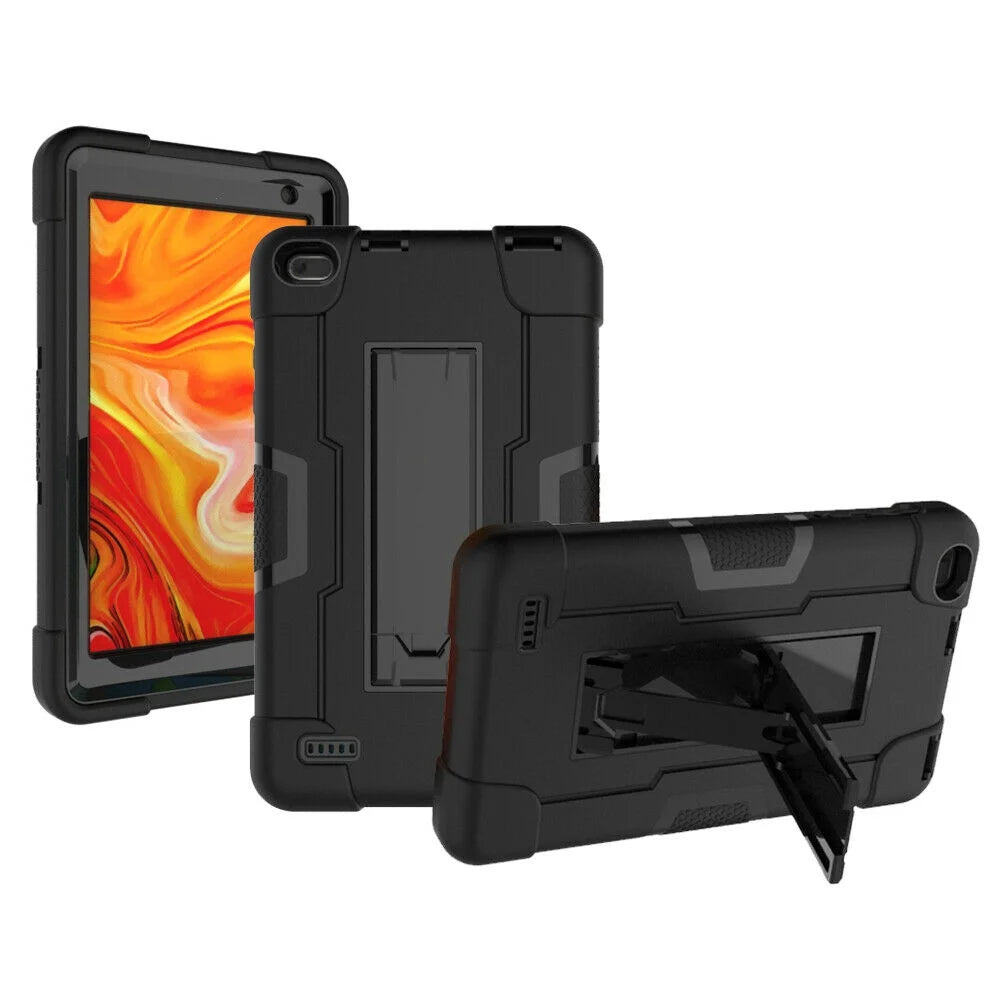 Goldcherry for MatrixPad Z1 / MatrixPad S7 7 inch Tablet Case,Shockproof Silicone Stand Cover Hybrid Rugged Armor Full Body Protective For 7 inch Vankyo MatrixPad Z1 / MatrixPad S7(Black+Black)