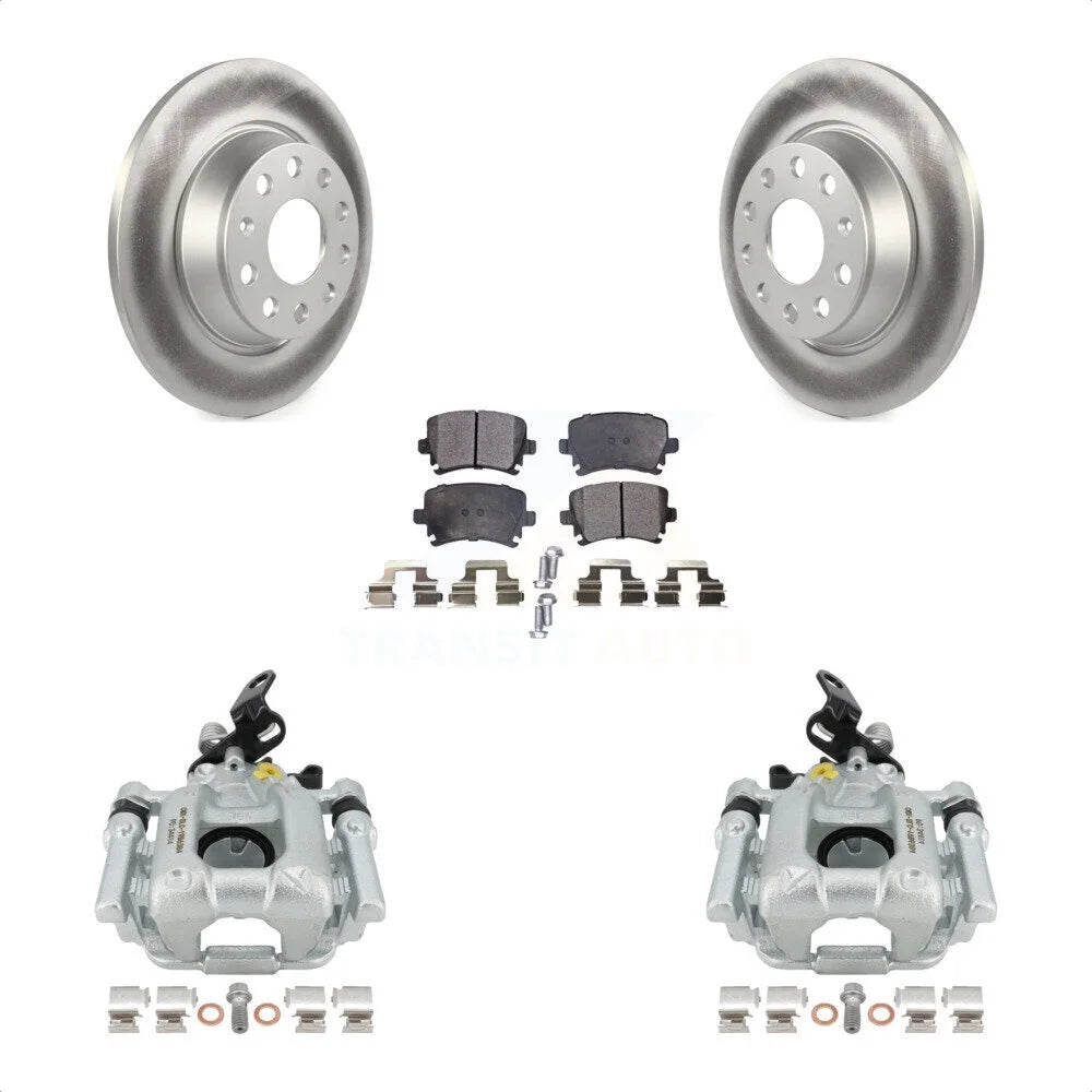 Transit Auto Rear Disc Brake Caliper Coated Rotors And Semi-Metallic Pads Kit For Audi A3 Volkswagen Eos Quattro With 282mm Diameter Rotor KCG-100056P