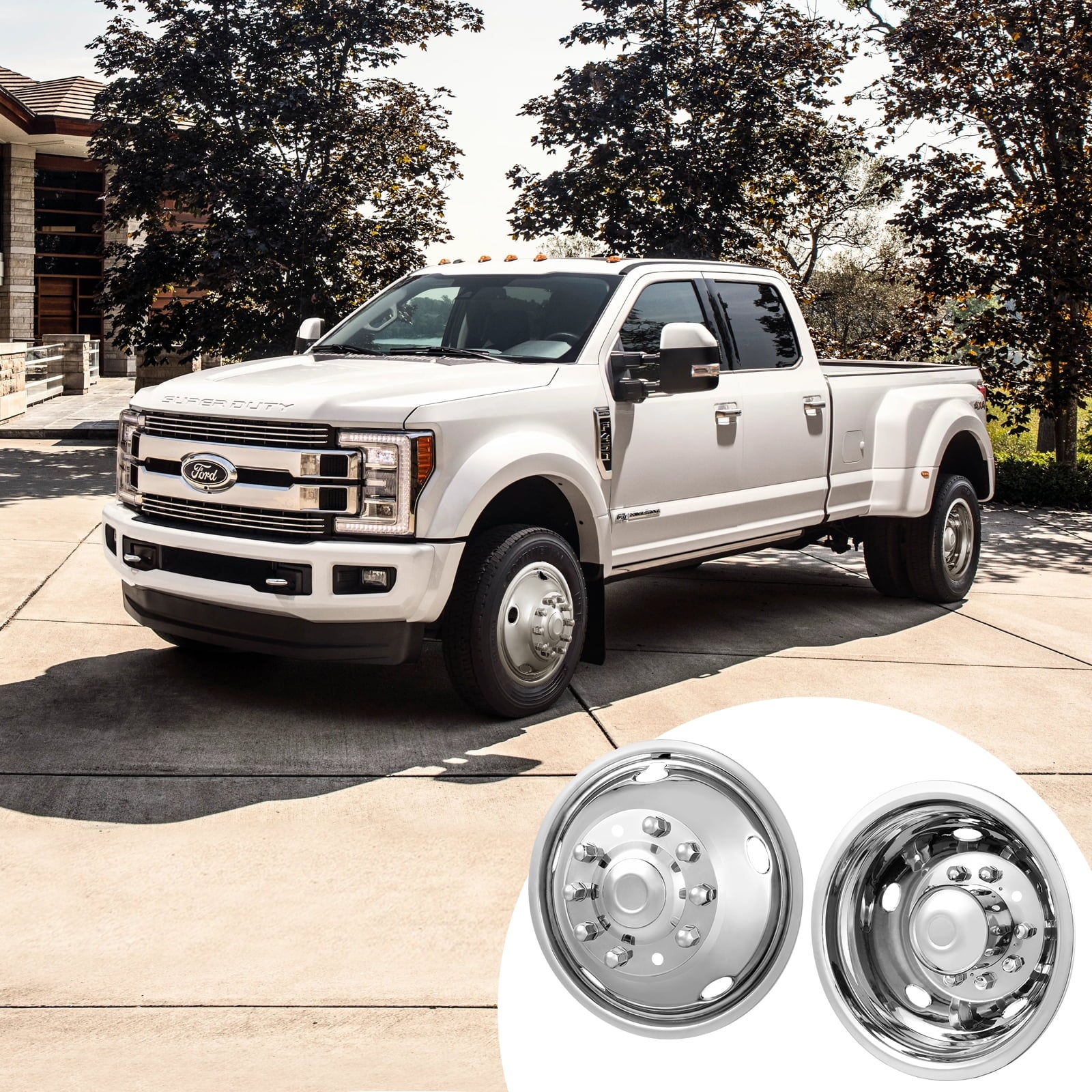 SKYSHALO 19.5 Wheel Simulators Cover Stainless Steel 2005-2020 Ford F450/F550 4 pc