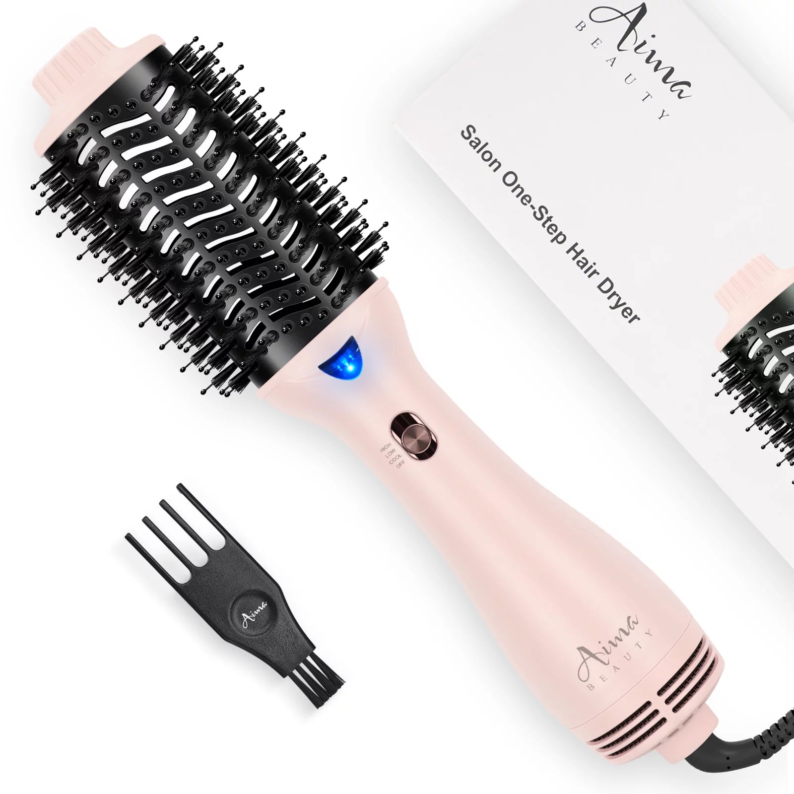 Aima Beauty One-Step Blow Dryer Brush & Volumizer Hot Air Brush, Pink Hair Dryer Brush