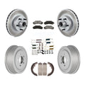 Transit Auto - Front Rear Coated Disc Brake Rotors Hub Assembly Semi-Metallic Pads And Drum Kit (7Pc) For Ford Ranger With 10 Diameter KGS-101558