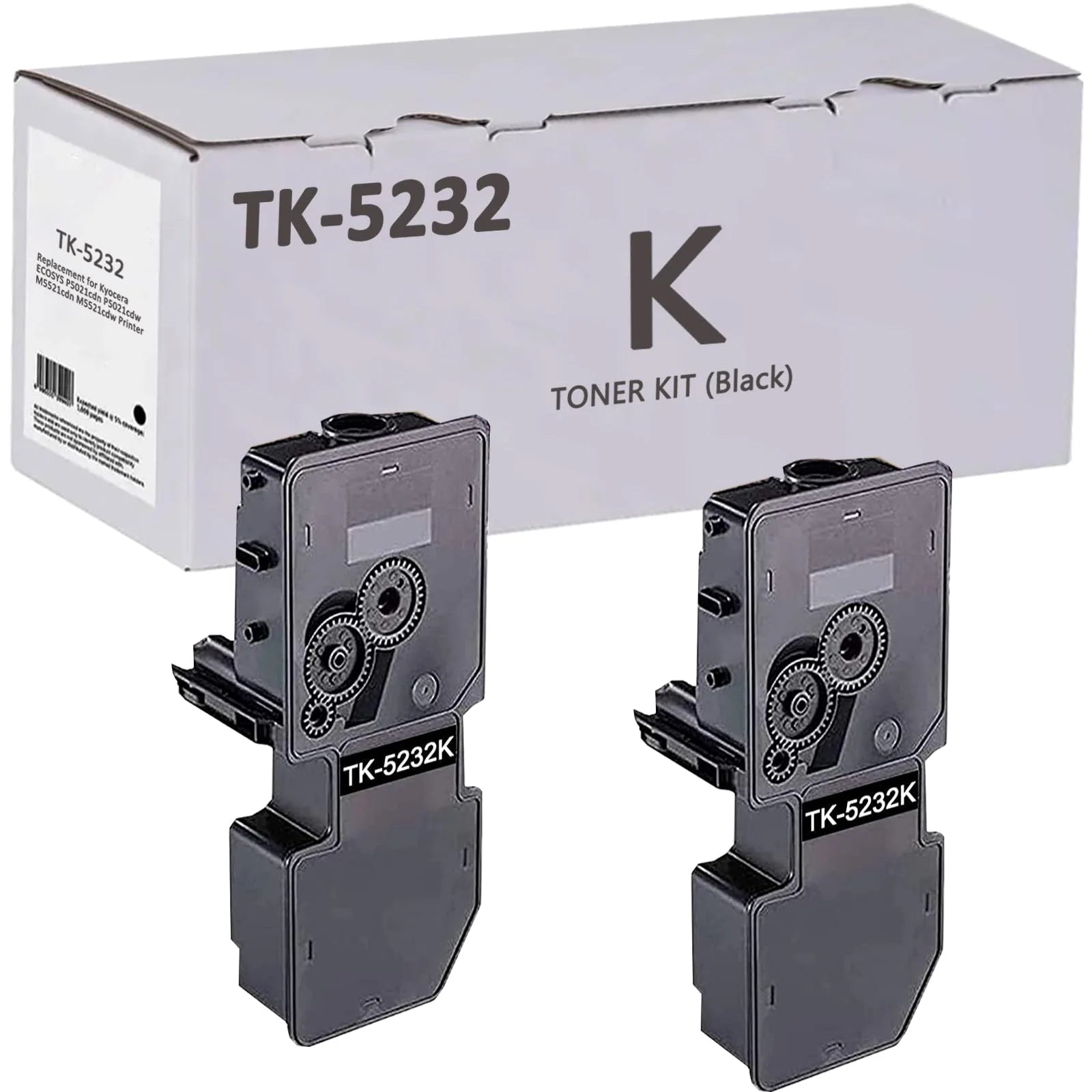 TK-5232 TK5232 Black Toner Cartridge 1T02R90US0 Replacement for Kyocera TK-5232 TK-5232K for ECOSYS P5021cdn P5021cdw M5521cdn M5521cdw Printer(2600 Pages,2-Pack)