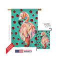 Breeze Decor 05048 Birds Polka Dot Flamingo 2-Sided Vertical Impression House Flag - 28 x 40 in.