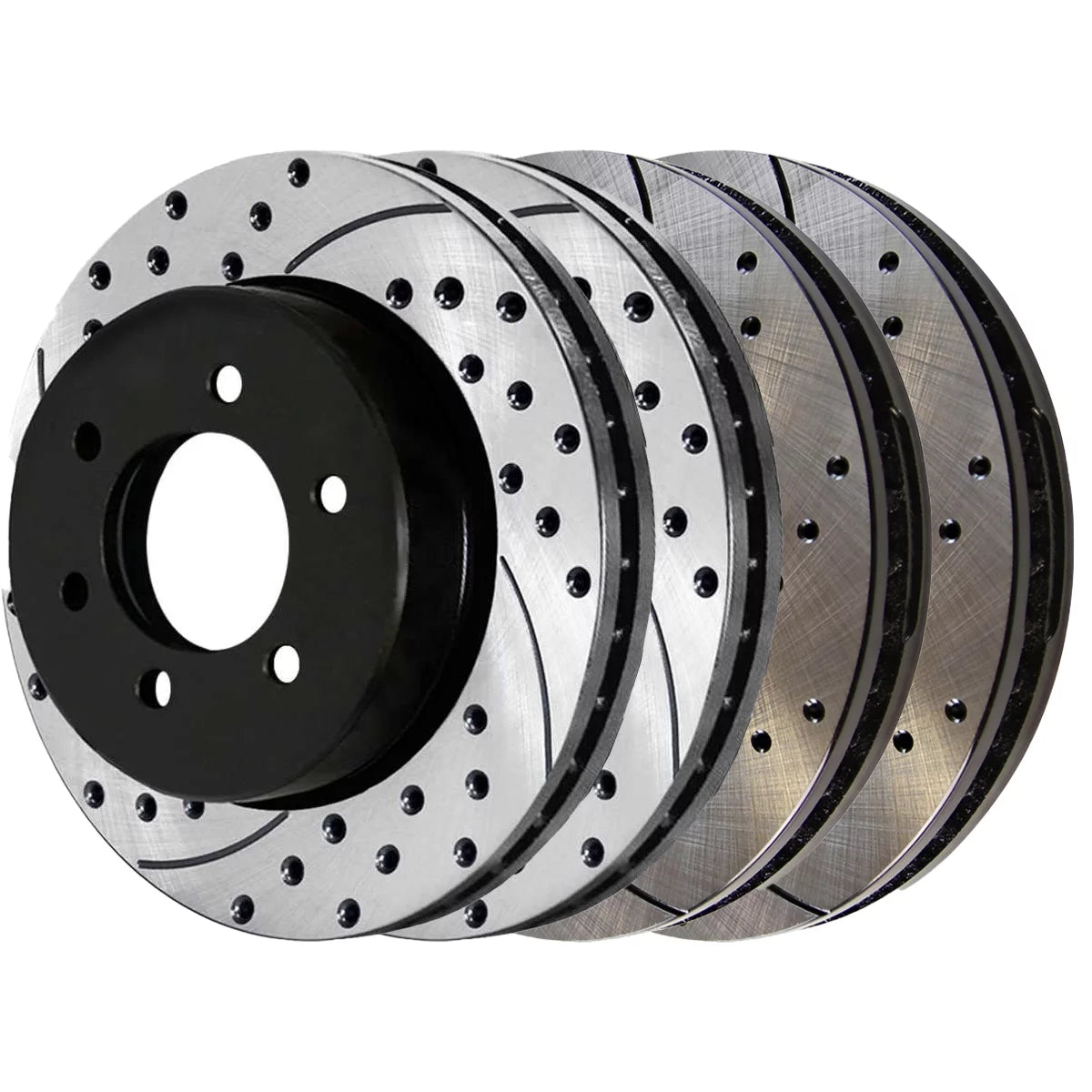 AutoShack Front and Rear Drilled Slotted Brake Rotors Black Set of 4 Replacement for 2009 Ford F-150 4.6L 5.4L V8 4WD RWD BRK030405063