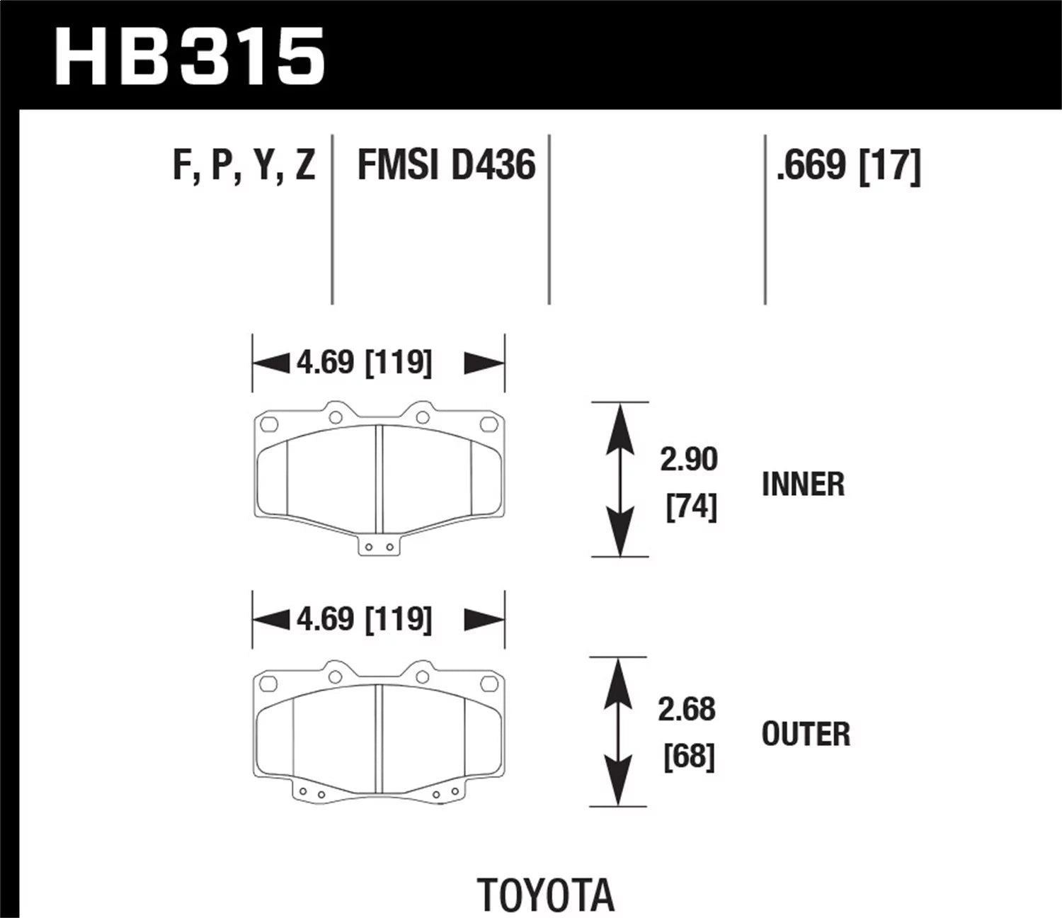 Hawk LTS Street Brake Pads Fits select: 1998-2002 TOYOTA 4RUNNER, 2003-2004 TOYOTA TACOMA XTRACAB