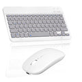 Rechargeable Bluetooth Keyboard and Mouse Combo Ultra Slim Keyboard and Mouse for Samsung Google Nexus 10 P8110 and All Bluetooth Enabled Mac/Tablet/iPad/PC/Laptop - Stone Grey with White Mouse