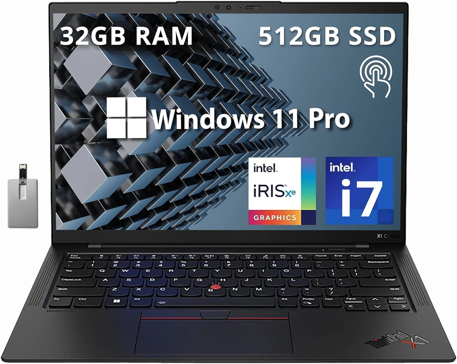 Lenovo Thinkpad X1 Carbon 14.0 WUXGA 60Hz Low Blue Light Touch Business Laptop, 12th Gen Intel Core i7-1270P, 32GB RAM, 512GB PCIe SSD, Intel Iris Xe Graphics, with Hotface 32GB USB Card