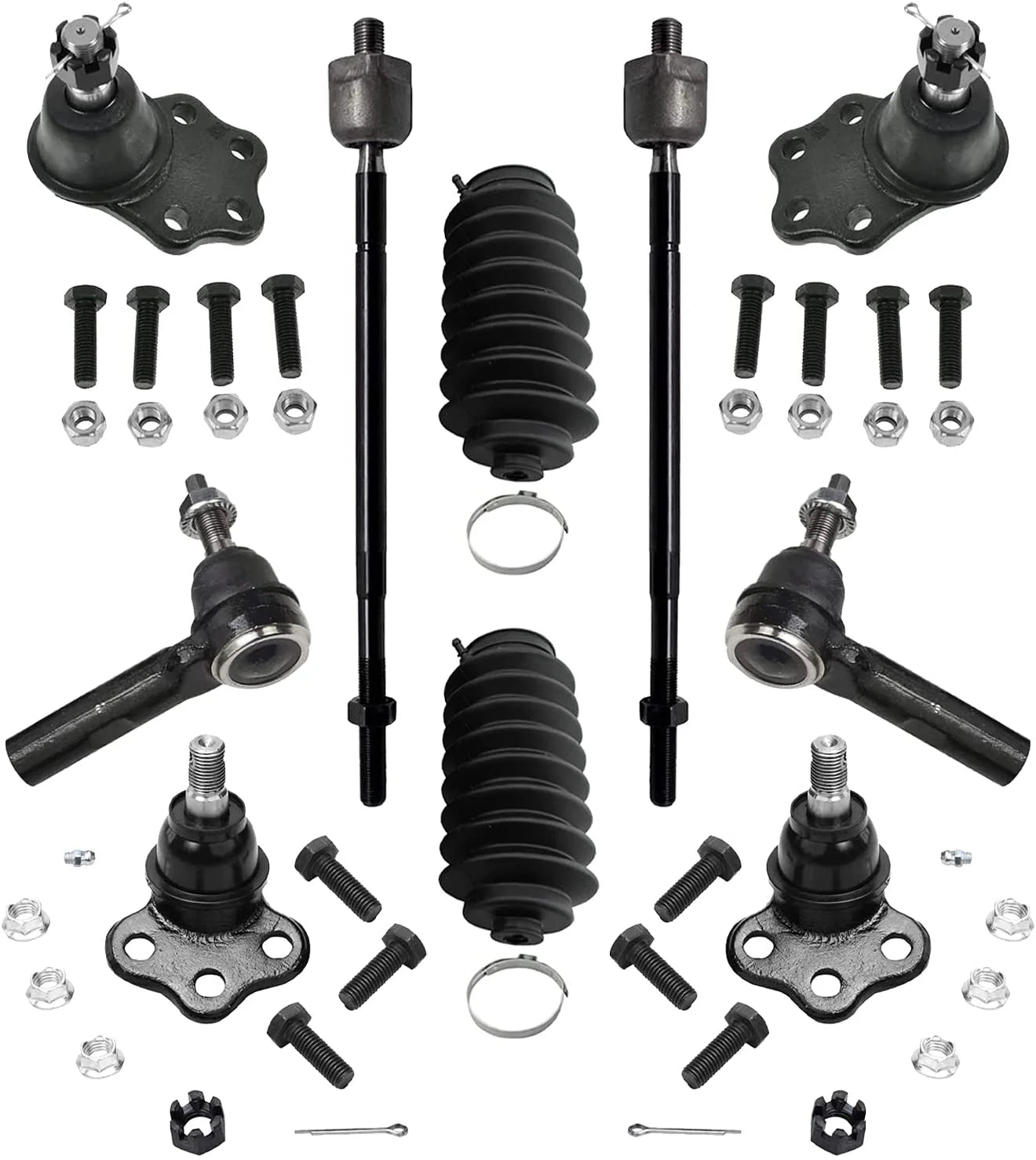 Detroit Axle - RWD Front 10pc Suspension Kit for 2000-2004 Dodge Dakota, 00-03 Durango, 4 Ball Joints 4 Tie Rods 2 Boots 2001 2002 2003 Replacement