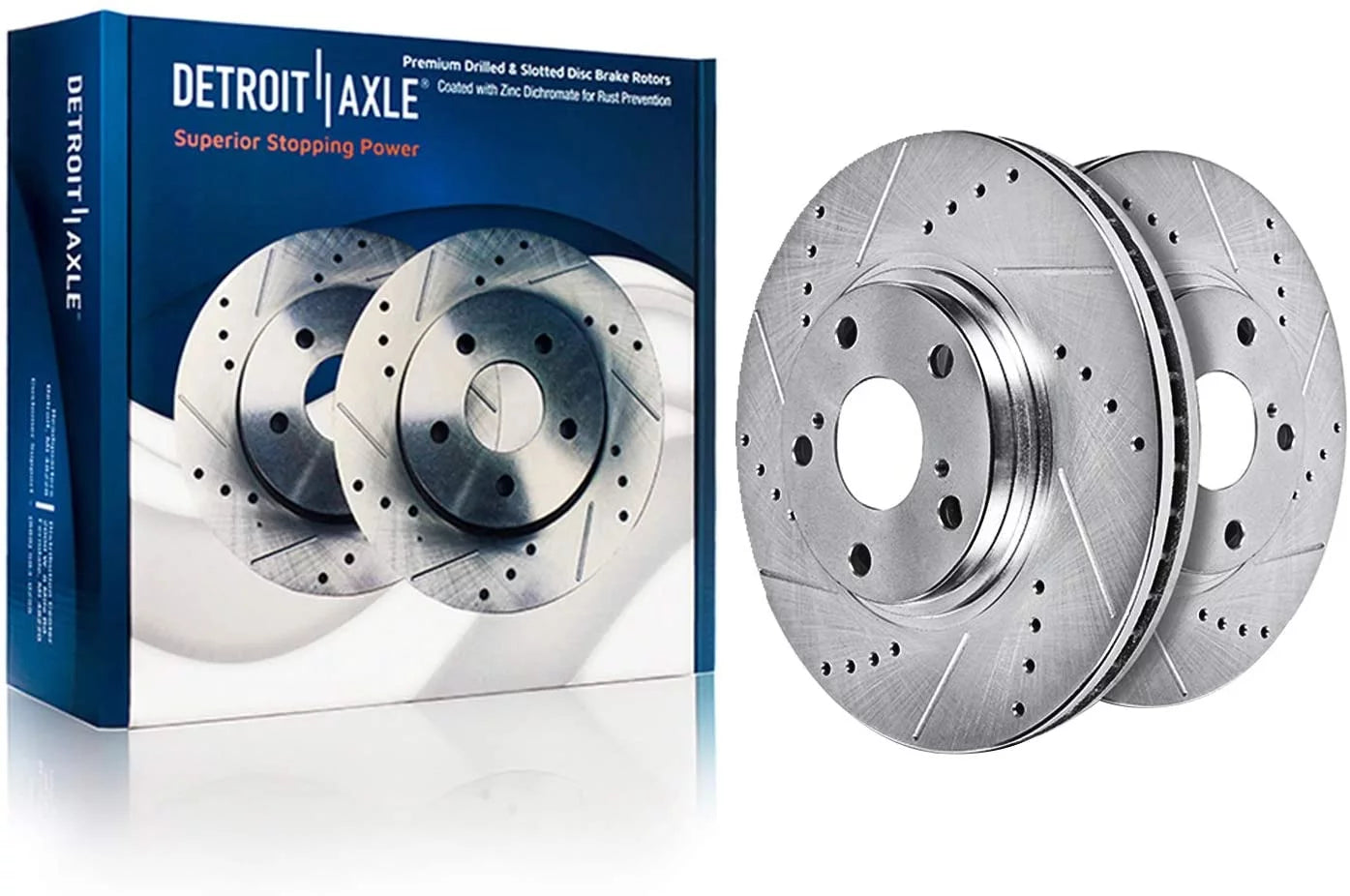Detroit Axle - Front Brake Rotors for Hyundai Elantra Veloster Kia Forte Koup Soul Forte5 Replacement Drilled Slotted Disc Brake Rotors: 11.02 inch Rotor