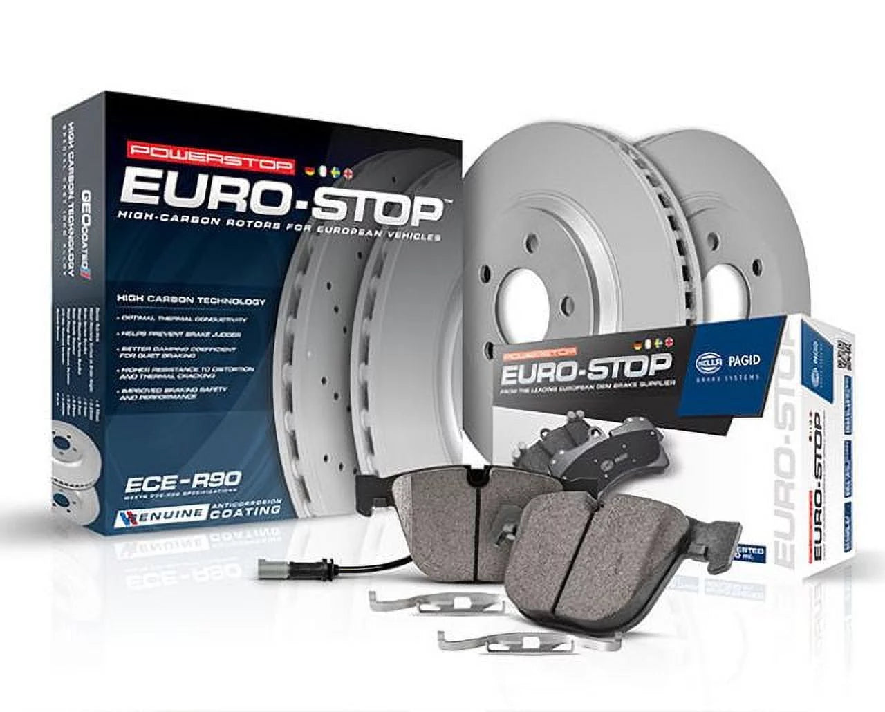 Power Stop Rear Euro-Stop ECE-R90 Certified Brake Pad and Rotor Kit ESK848 Fits 2001 Audi TT