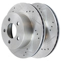 AutoShack Front Drilled Slotted Brake Rotors Silver Set of 2 Driver and Passenger Side Replacement for 1999 2000 2001 Jeep Cherokee 1999-2004 2005 2006 TJ Wrangler 2.4L 2.5L 4.0L 4WD RWD PR6398DSZPR