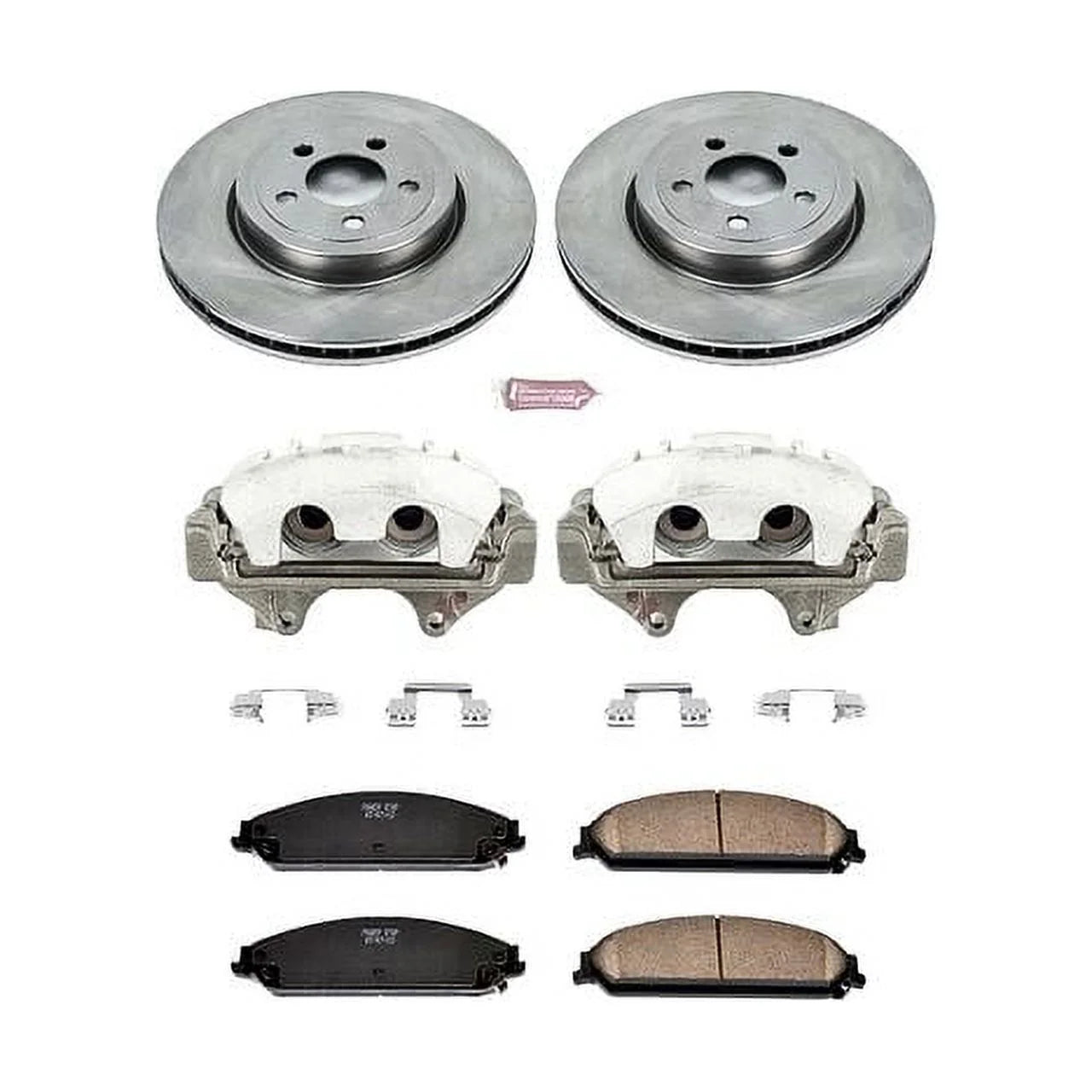 Power Stop Front Stock Replacement Brake Pad and Rotor Kit with Calipers KCOE2560A