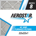 Aerostar 22x22x1 MERV  8, Pleated Air Filter, 22x22x1, Box of 6, Made in the USA