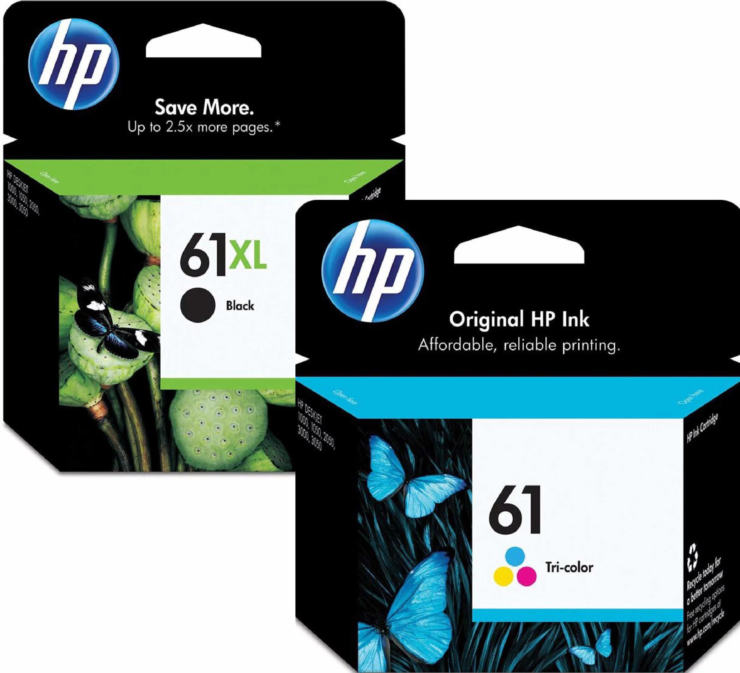 HP Original 61 XL Black and 61 Color (STD) (Tricolor) Inkjet Cartridge Combination