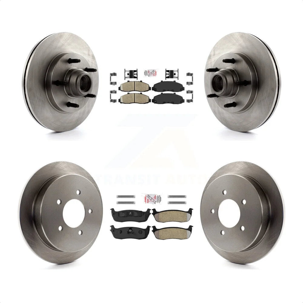 Transit Auto - Front Ceramic Rear Semi-Metallic Pads And Disc Brake Rotors Hub Assembly Kit For Ford F-150 K8A-105838