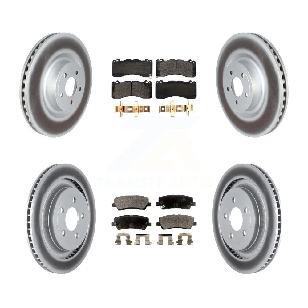 Transit Auto - Front Rear Coated Disc Brake Rotors And Ceramic Pads Kit For 2022 Ford Mustang 5.0L With 6 Piston Calipers KGT-103022