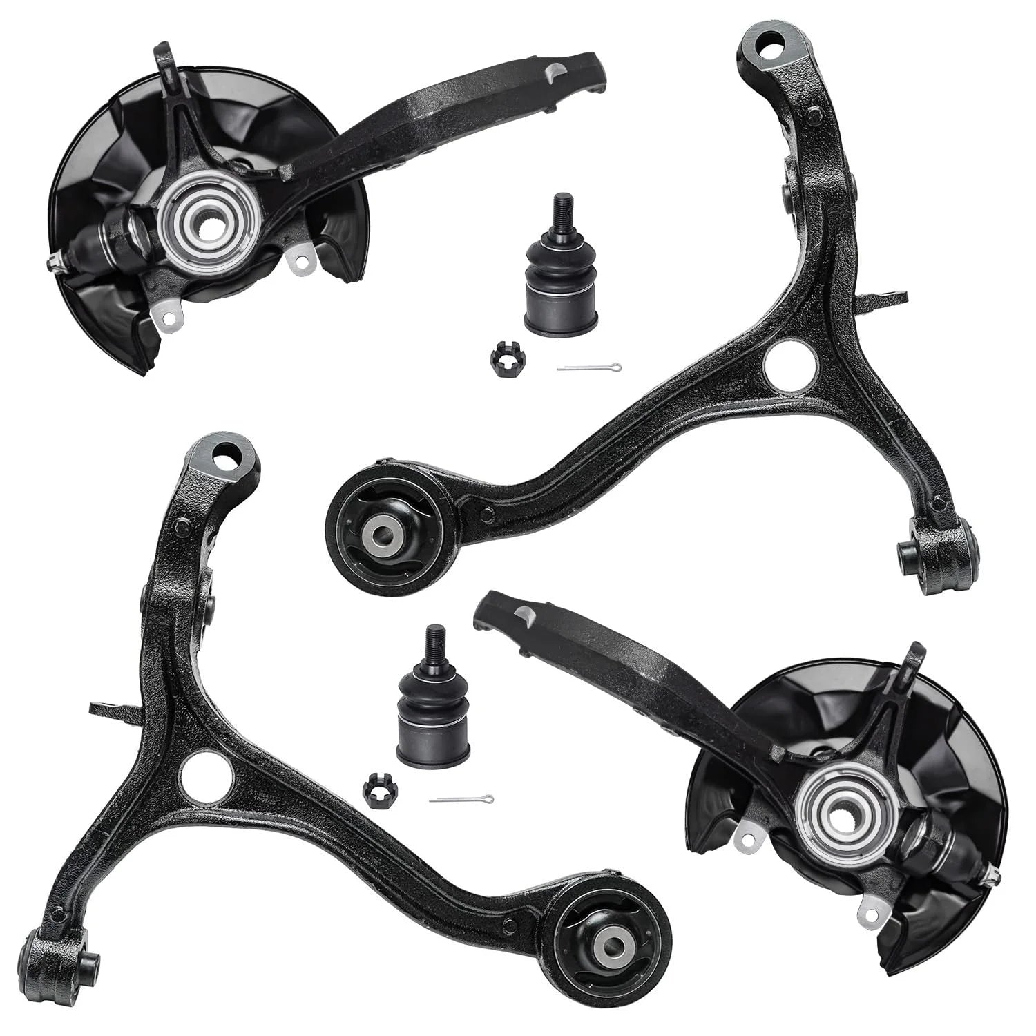 Detroit Axle - Front Steering Knuckles & Wheel Hub Bearings Lower Control Arms Ball Joints Replacement for 2009-2012 Honda Accord TSX