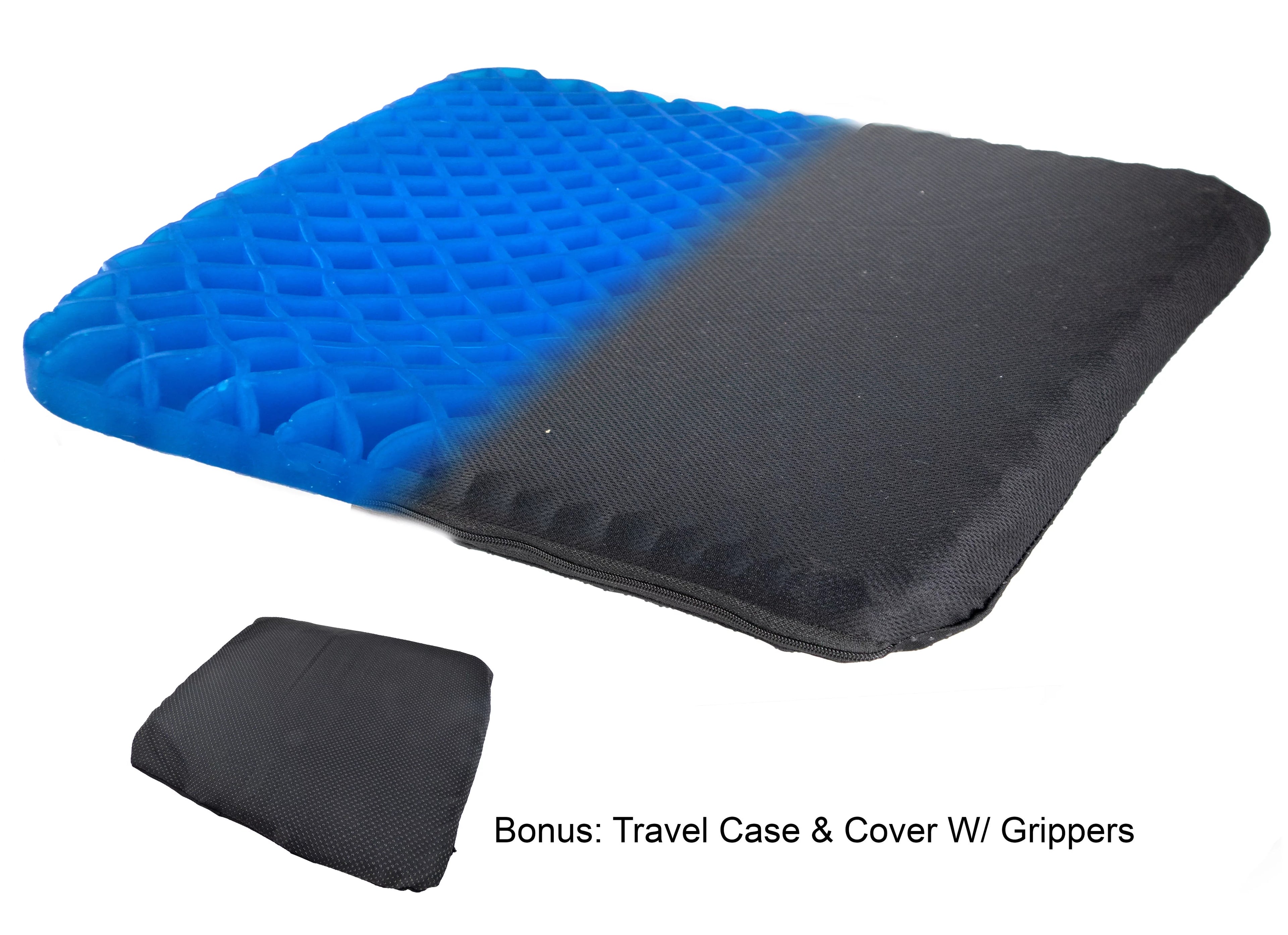 Honeycomb Cooling Gel Support Seat Cushion with Non-Slip Breathable Cover - Ergonomic & Orthopedic - Car Office Seat With Flex Back Support Absorbs Pressure Points