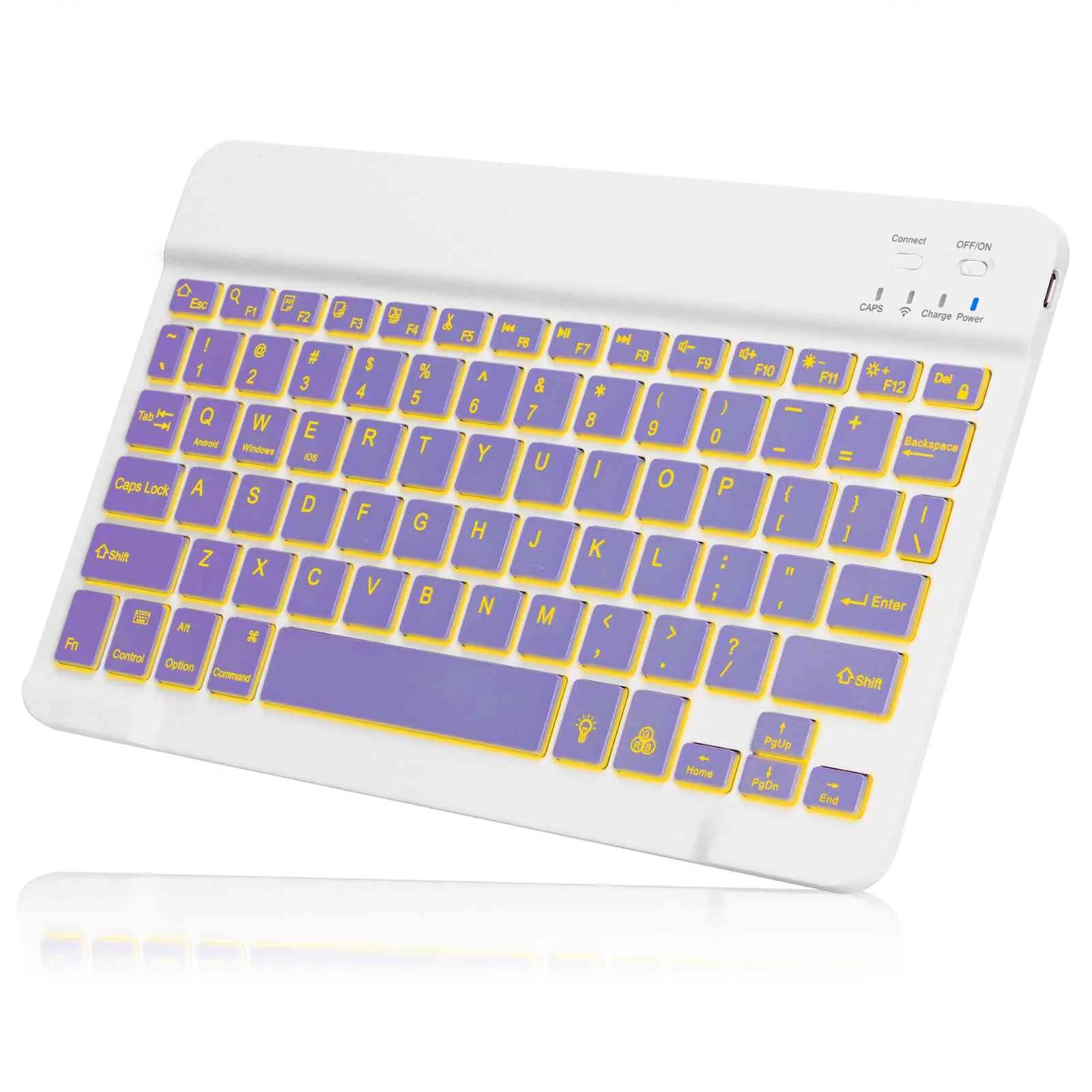 UX030 Lightweight Ergonomic Keyboard with Background RGB Light, Multi Device slim Rechargeable Keyboard Bluetooth 5.1 and 2.4GHz Stable Connection Keyboard for Apple iPad Pro 11 (2018)