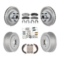 Transit Auto - Front Rear Coated Disc Brake Rotors Hub Assembly Ceramic Pads And Drum Kit (7Pc) For 2006-2009 Ford Ranger RWD With 10 Diameter KGT-101781
