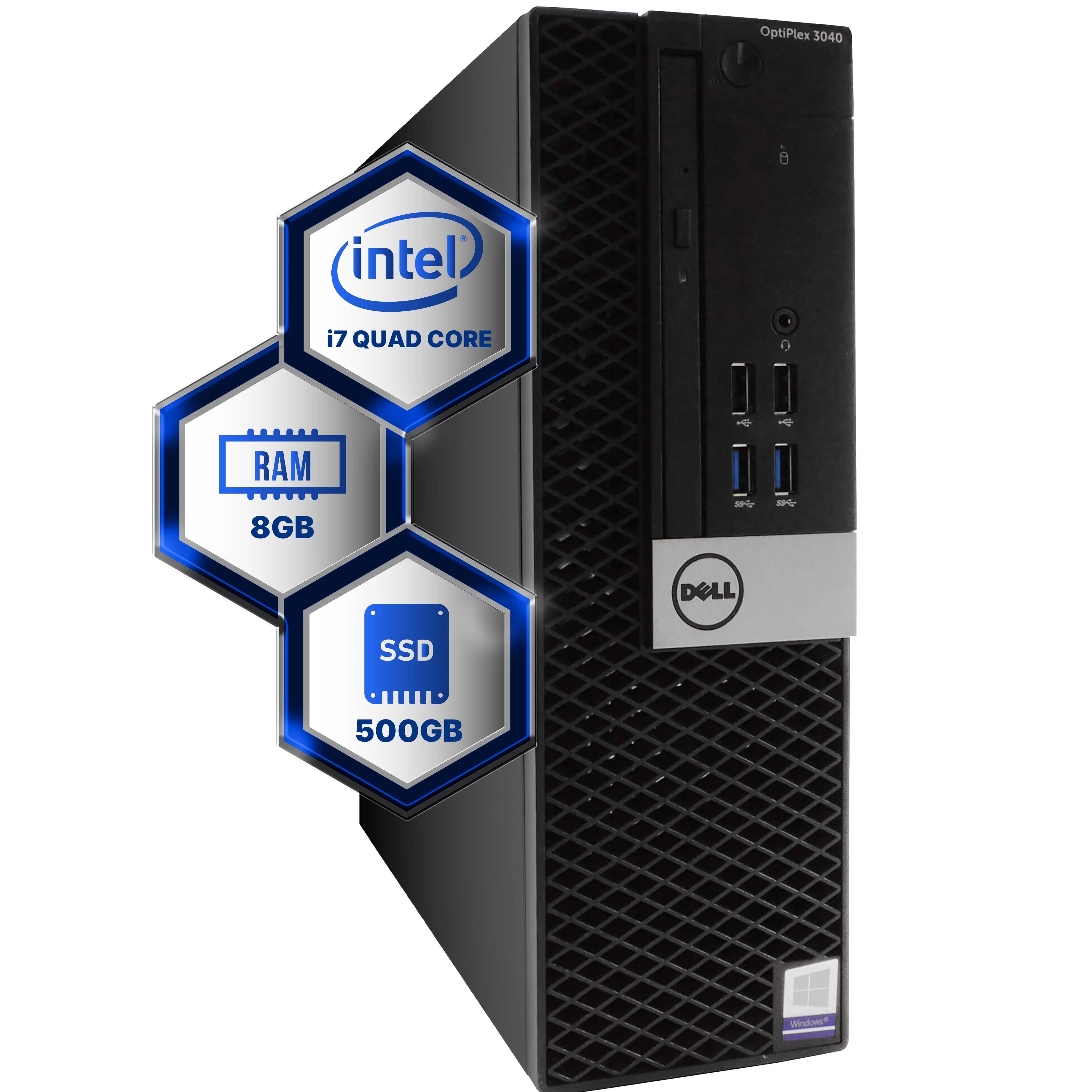 Dell Optiplex 3040 Desktop Computer | Quad Core Intel i7 (3.4) | 8GB DDR3 RAM | 500GB SSD Solid State | Windows 10 Professional | Home or Office PC