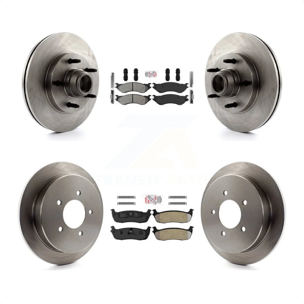 Transit Auto - Front Rear Semi-Metallic Pads And Disc Brake Rotors Hub Assembly Kit For 1999-2003 Ford F-150 RWD With 5 Lug Wheels K8A-107176