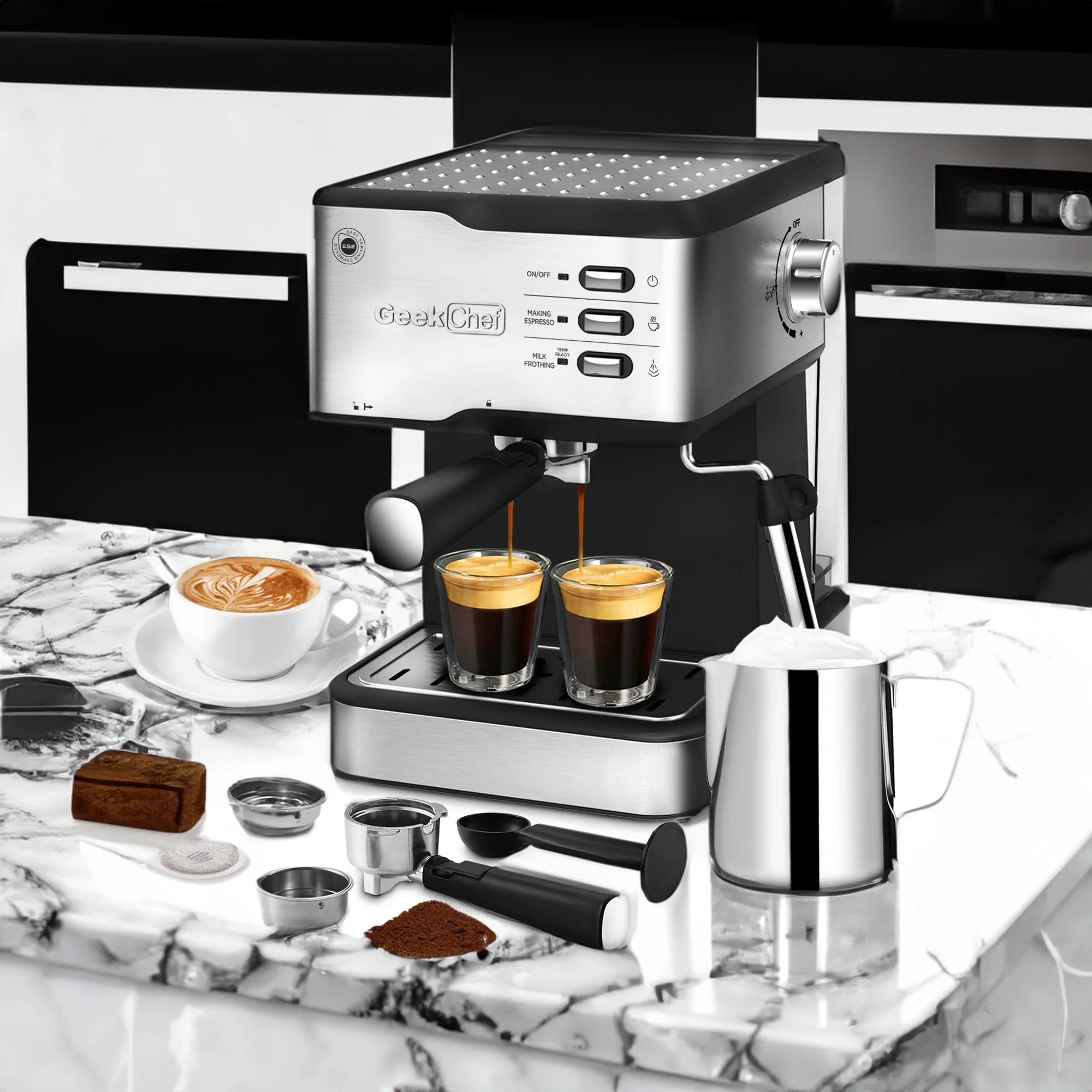 Geek Chef Espresso Machine - 10.1 - Precision Brewing & Frothing