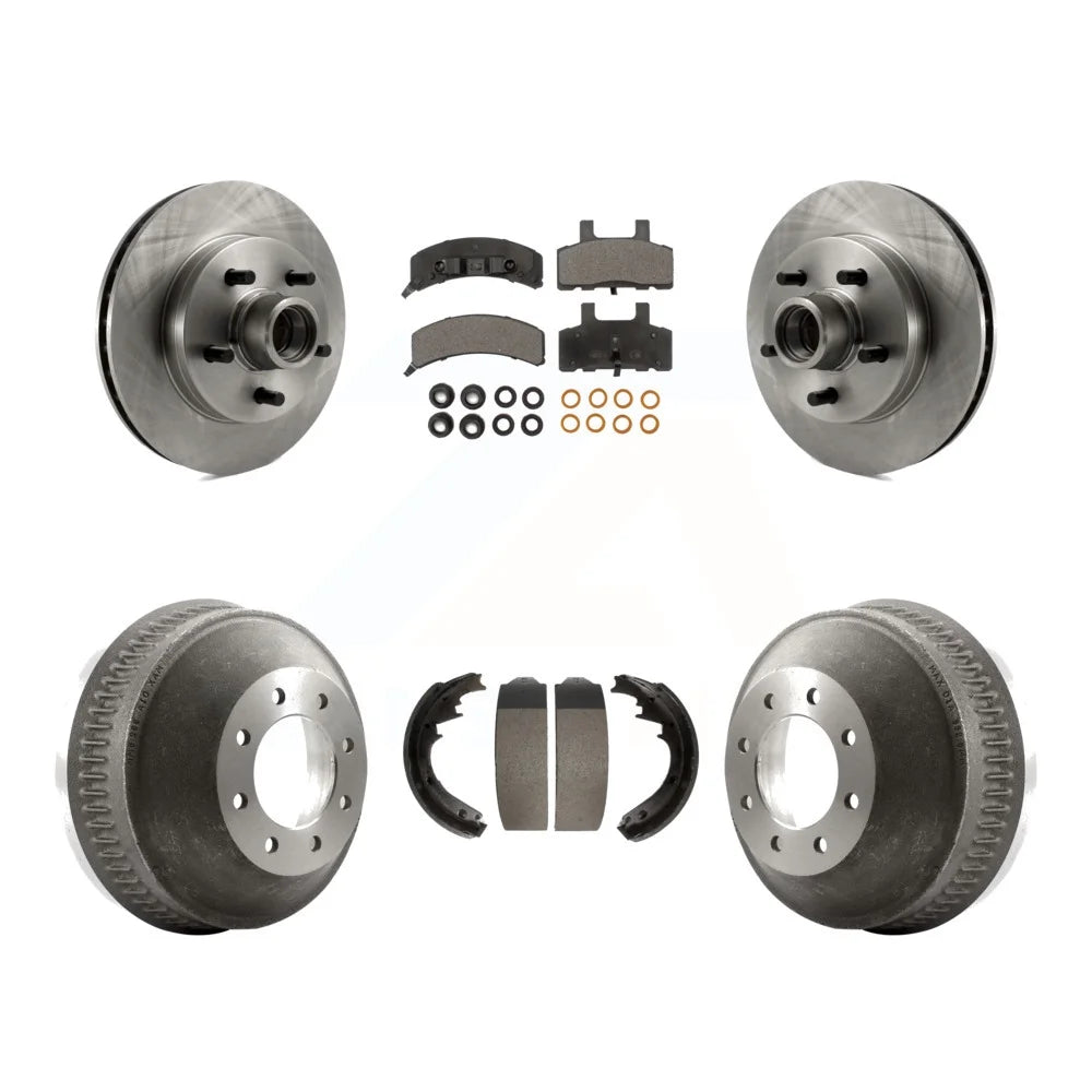 Transit Auto - Front Rear Disc Brake Rotors Hub Assembly Ceramic Pads And Drum Kit For 1998-1999 C1500 Suburban Chevrolet GMC With 13 Diameter GAS engine K8T-103797