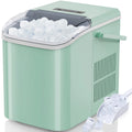 Countertop Ice Maker, Portable Ice Machine with Carry Handle, 9 Cubes in 6 Mins, 26.5lbs/24Hrs, 2 Sizes of Bullet Ice with Ice Scoop and Basket for Home/Kitchen/Camping/RV (Green)