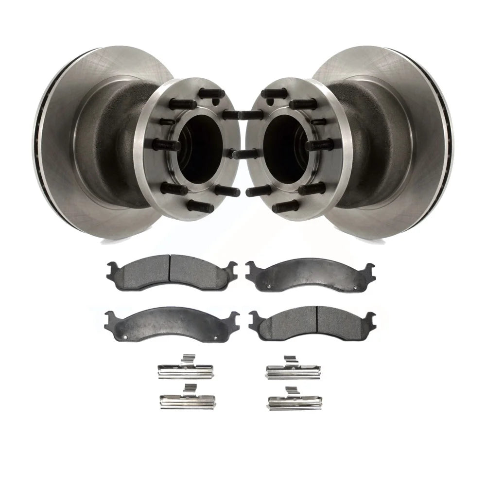 Transit Auto - Front Disc Brake Rotors Hub Assembly And Ceramic Pads Kit For Ford E-350 Super Duty Econoline Club Wagon E-450 K8T-100724
