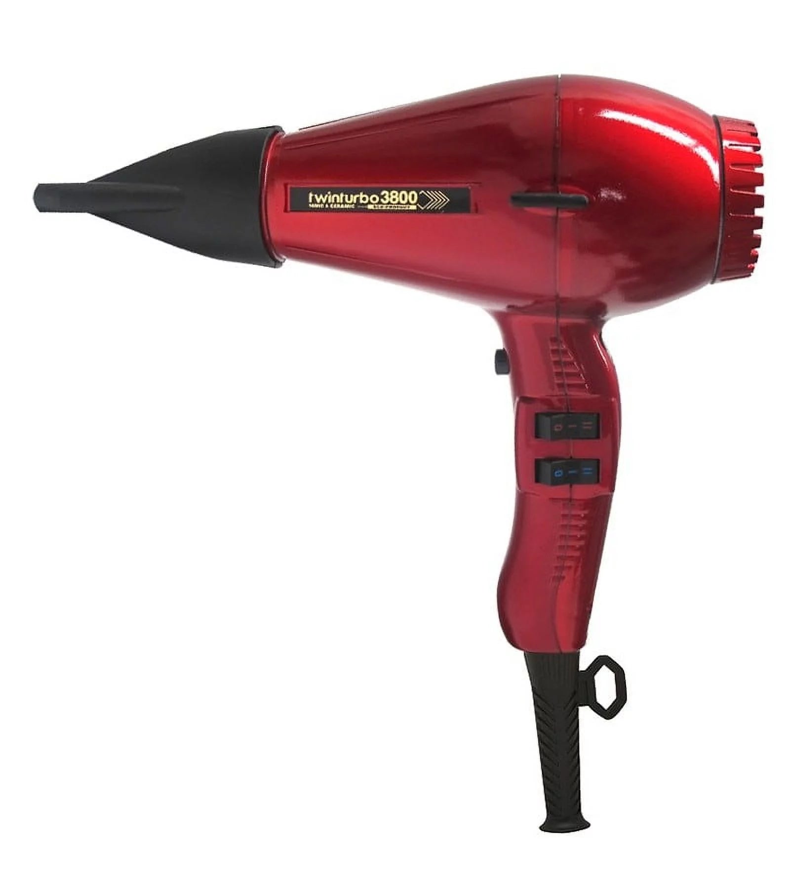 Twin Turbo Ionic Ceramic 2100 Watt Hair Dryer with a Nickel Chrome Heating Element and Multiple Temperature/Speed Settings and Cold Shot Feature