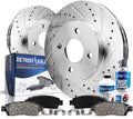 Detroit Axle - Front Drilled Slotted Brakes and Rotors Brake Pads Replacement for Nissan Cube Sentra Versa - 6pc Set