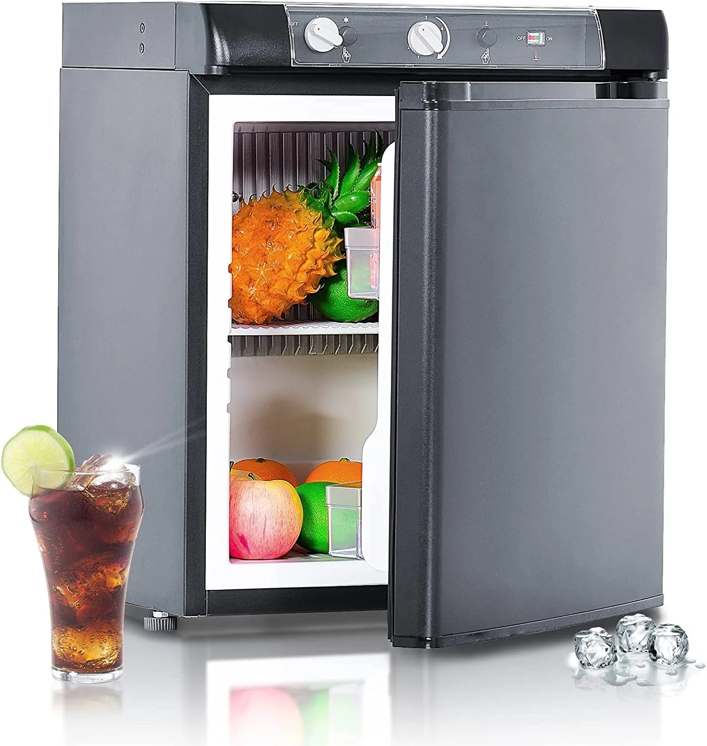 Smad 3 Way Propane Rv Refrigerator 1.4 Cu.ft, Compact Camper 12 V/110V/Gas LPG Fridge, for Rv, Garage