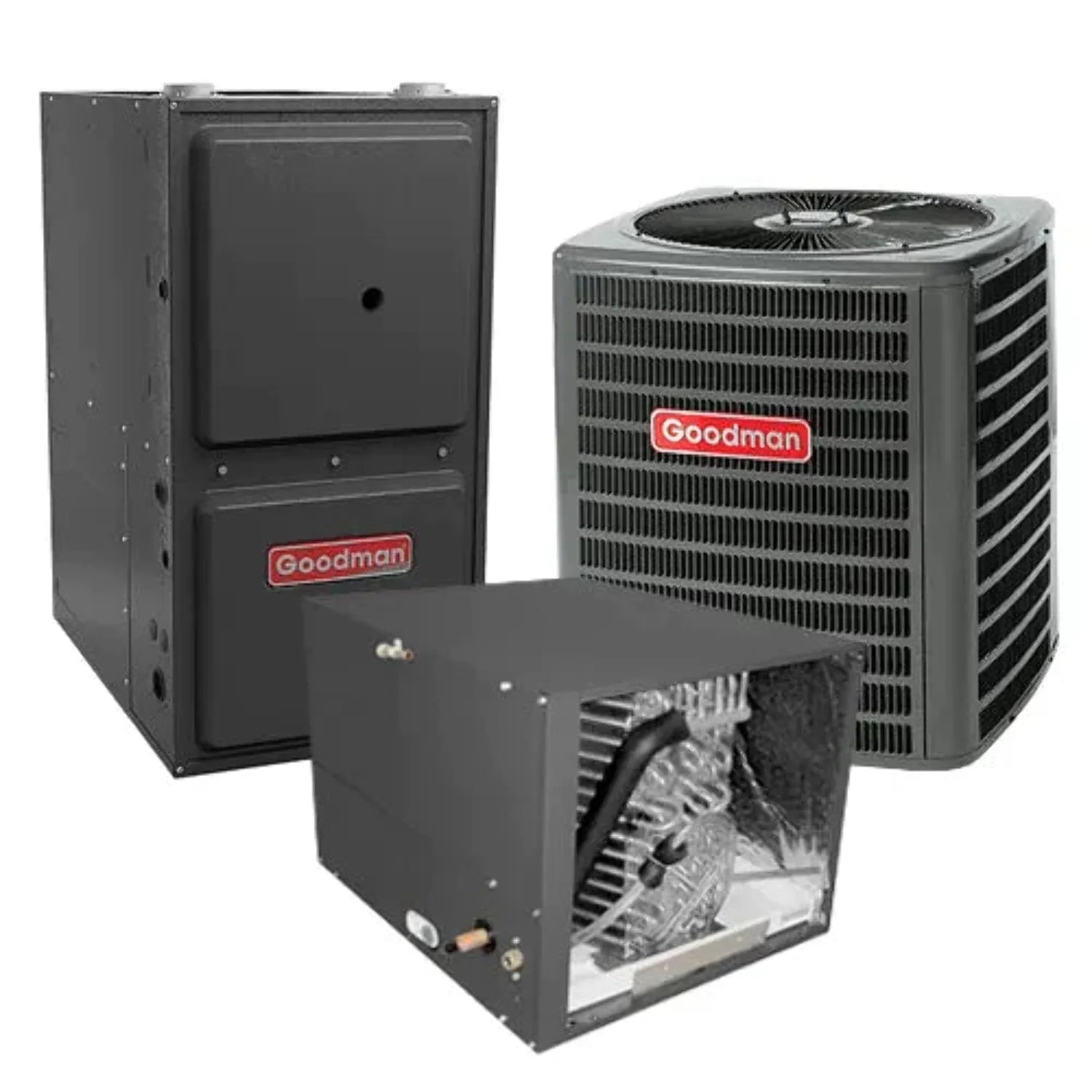 2.0 ton 14.3 seer 96% 80,000 btu goodman gas furnace and air conditioner system upflow