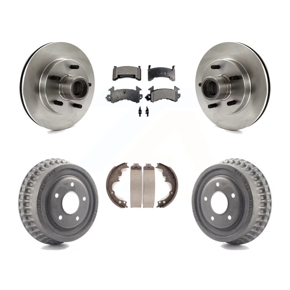 Transit Auto - Front Rear Disc Brake Rotors Hub Assembly Ceramic Pads And Drum Kit For 1991-1991 GMC Sonoma Chevrolet S10 Blazer S15 Jimmy With ABS Tone Ring RWD K8T-103771