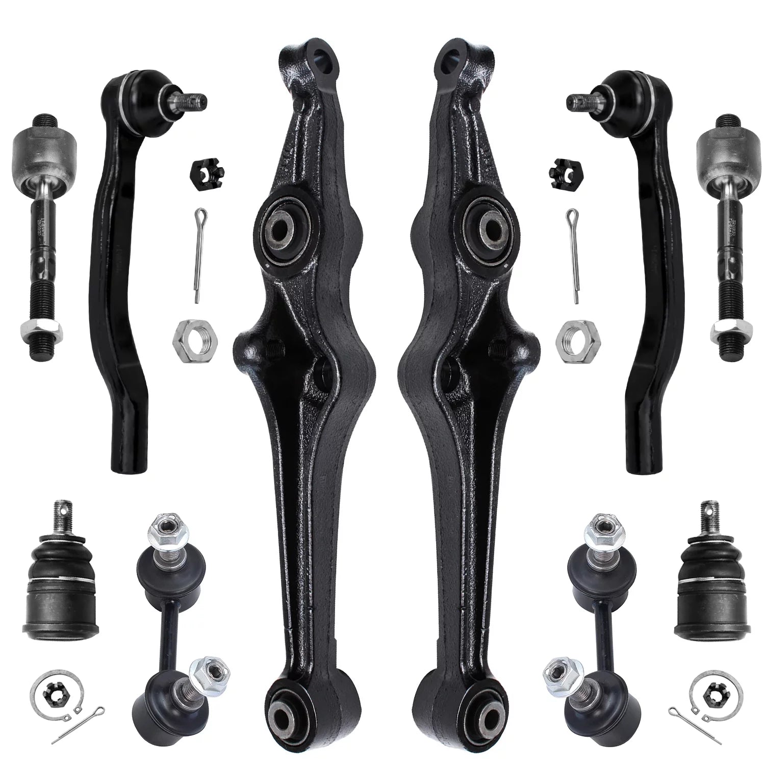 Detroit Axle - Complete 10pc Front Suspension Kit for Honda Accord 2.3L - Both (2) Lower Control Arms, Both (2) Ball Joint, Both (2) Front Sway Bar, All (4) Inner & Outer Tie Rod Ends