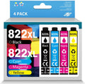 822XL Ink Cartridges Combo Pack Replacement for Epson 822 T822 822XL 822 XL High-Capacity Ink Cartridge for WorkForce Pro WF-3820 WF-4820 WF-4830 WF-4833 WF-4834 Printers(Black, Cyan, Magenta, Yellow)