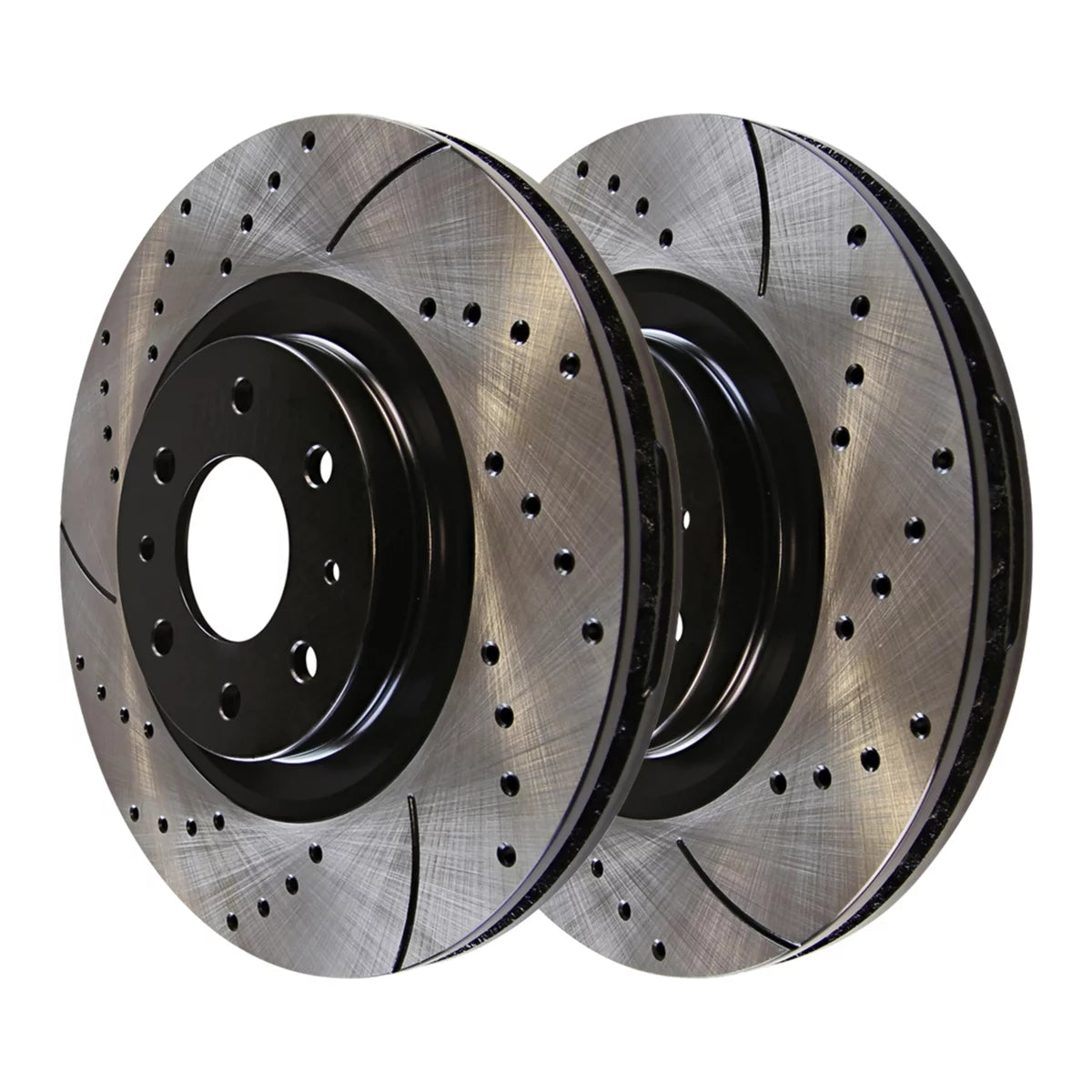 AutoShack Front Drilled Slotted Brake Rotors Black Set of 2 Driver and Passenger Side Replacement for 2009 Ford F-150 4.6L 5.4L V8 4WD RWD PR64172LR