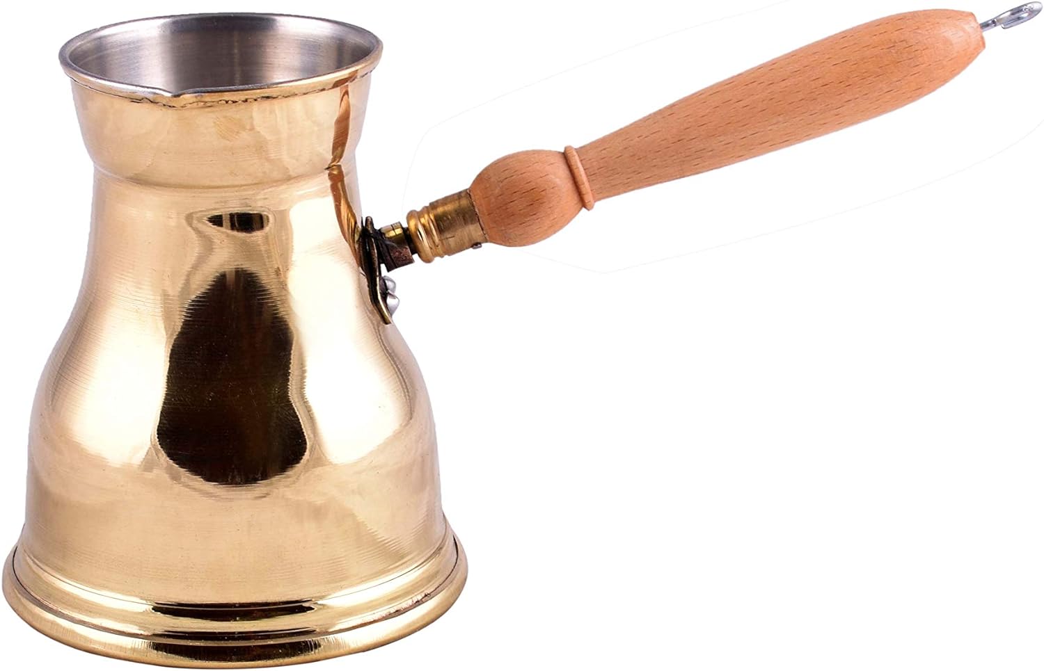 Turkish Arabic Coffee - Stove-Top Coffee Maker With Wooden Handle, 15.2Oz