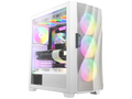 Antec Dark League DF700 FLUX, Mid Tower ATX Gaming Case, FLUX Platform, 5 x 120mm Fans Included, ARGB & PWM Fan Controller, Tempered Glass Side Panel, Three-Dimensional Wave-Shaped Mesh Front (White)