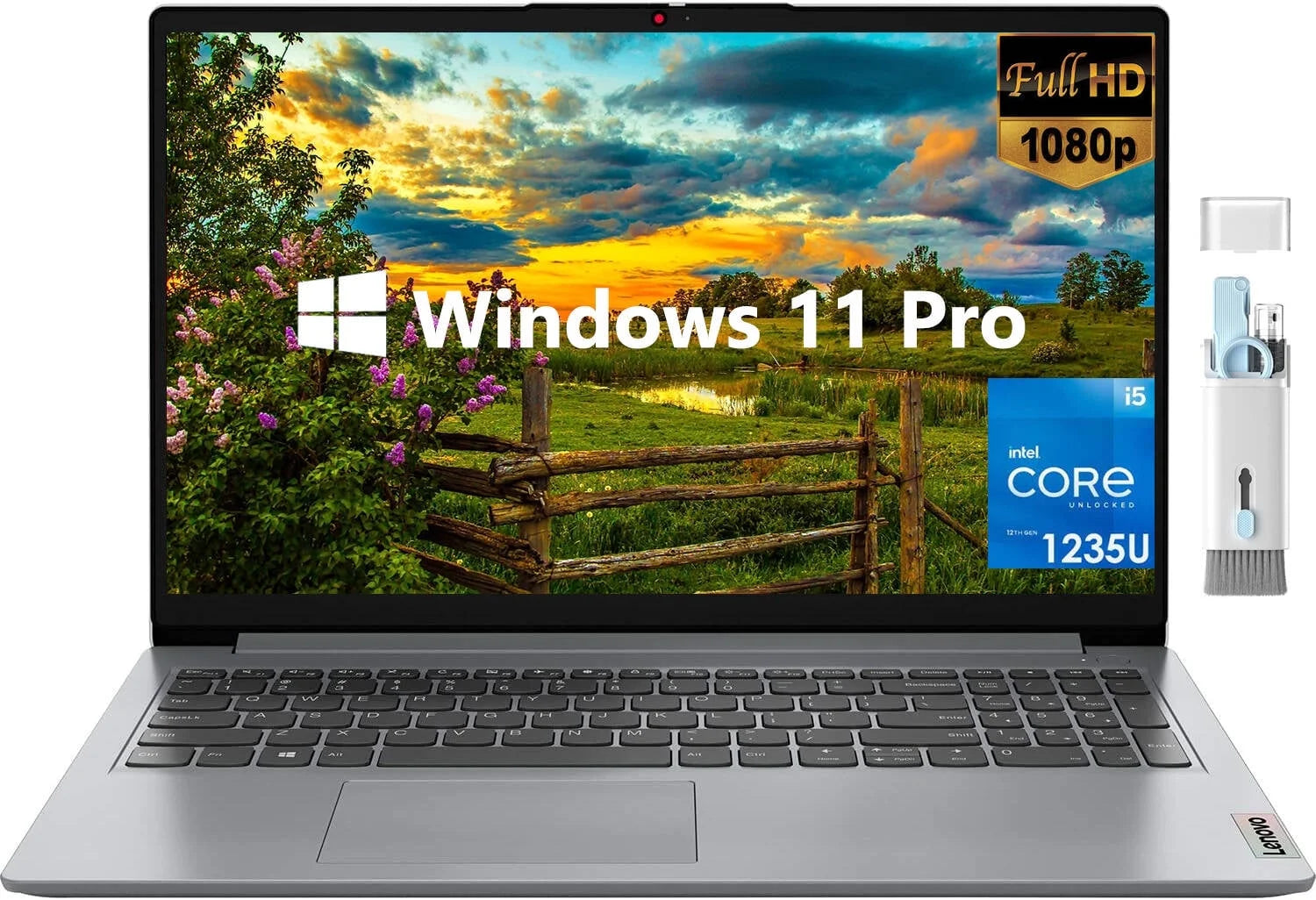 Lenovo IdeaPad 1i Laptop, 15.6 FHD Anti-Glare, Intel Core i5-1235U, 24GB RAM, 1TB SSD, Intel Iris Xe Graphics, Wi-Fi 6, SD Card Reader, Numeric keypad, Webcam, Bluetooth, Windows 11 Pro, Cloud Grey
