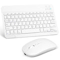 UrbanX Rechargeable Bluetooth Keyboard and Mouse Combo Ultra Compact Slim Full-Size Keyboard and Ergonomic Mice for Smartphone Mac/Desktop/PC/Laptop/Tablet and All Windows 10/8/7 - White