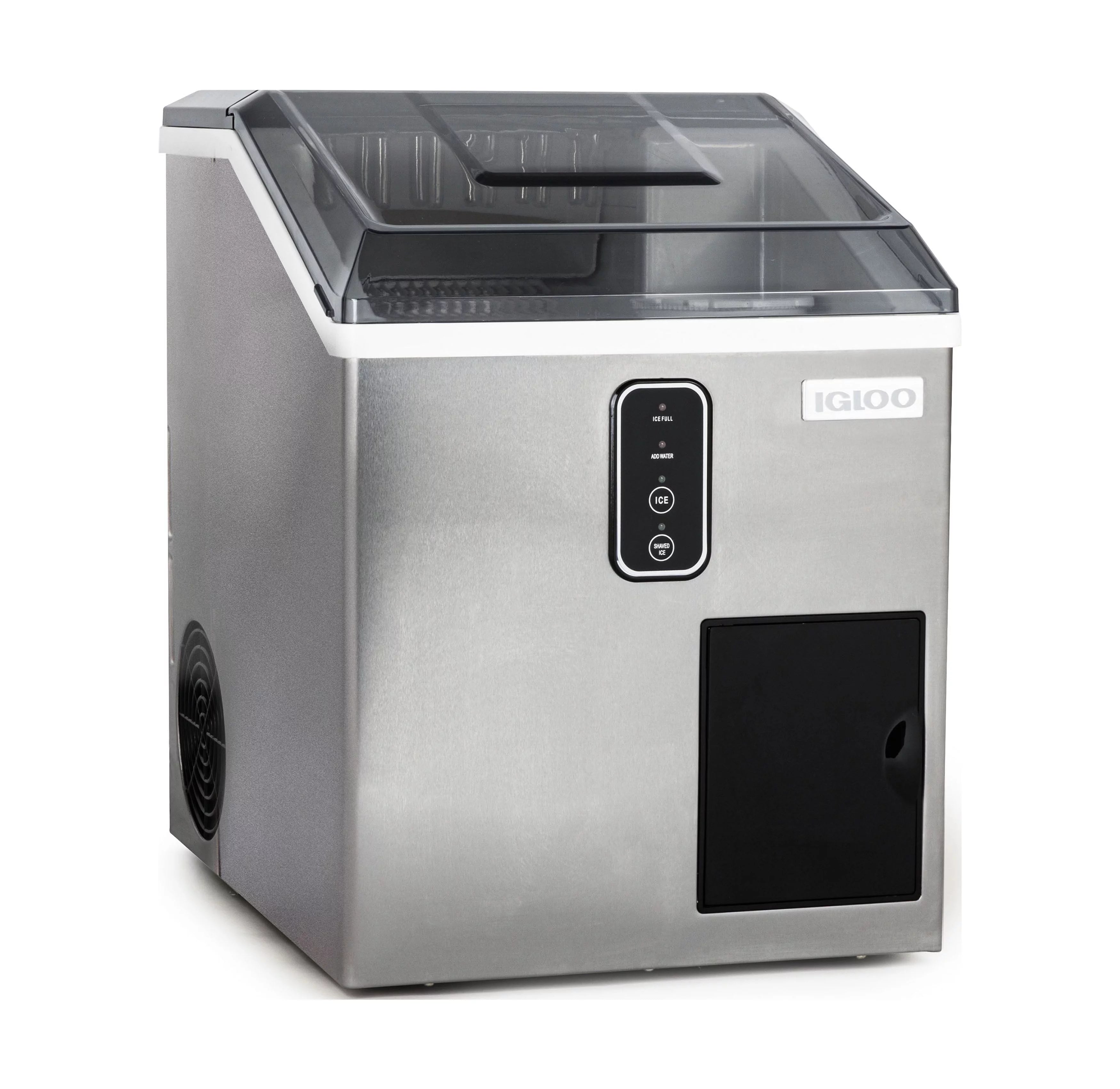 Igloo 44 lb Ice Maker and Dispensing Ice Shaver, Stainless Steel, IGLICEBDC44SS
